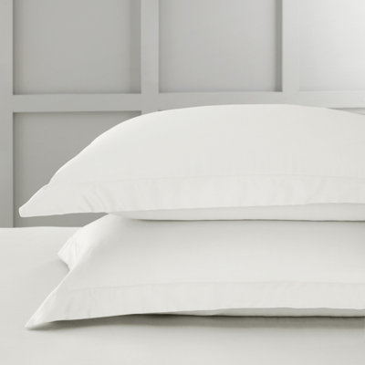 Bianca Fine Linens 400 Thread Count Cotton Sateen Oxford 50x75cm + border Pack of 2 Pillow cases with envelope closure Ivory