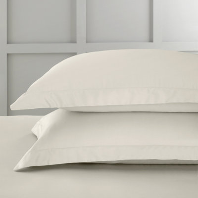 Bianca Fine Linens 400 Thread Count Cotton Sateen Oxford 50x75cm + border Pack of 2 Pillow cases with envelope closure Oyster