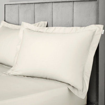 Bianca Fine Linens 400 Thread Count Cotton Sateen Oxford 50x75cm + border Pack of 2 Pillow cases with envelope closure Oyster