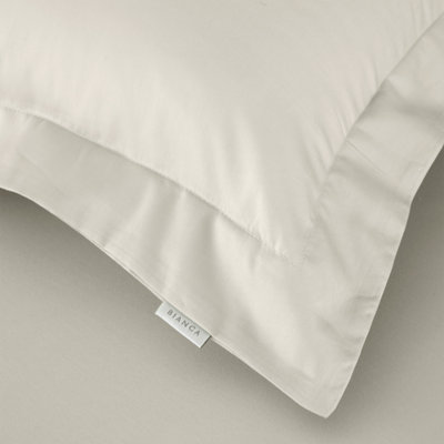 Bianca Fine Linens 400 Thread Count Cotton Sateen Oxford 50x75cm + border Pack of 2 Pillow cases with envelope closure Oyster