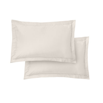 Bianca Fine Linens 400 Thread Count Cotton Sateen Oxford 50x75cm + border Pack of 2 Pillow cases with envelope closure Oyster