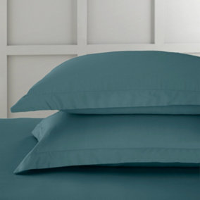 Bianca Fine Linens 400 Thread Count Cotton Sateen Oxford 50x75cm + border Pack of 2 Pillow cases with envelope closure Teal
