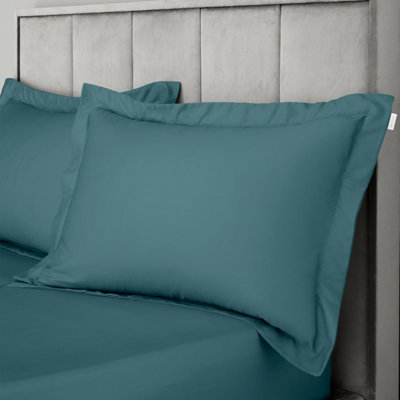 Bianca Fine Linens 400 Thread Count Cotton Sateen Oxford 50x75cm + border Pack of 2 Pillow cases with envelope closure Teal