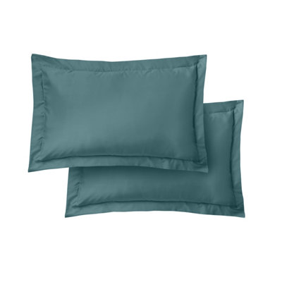 Bianca Fine Linens 400 Thread Count Cotton Sateen Oxford 50x75cm + border Pack of 2 Pillow cases with envelope closure Teal