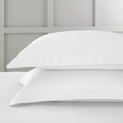 Bianca Fine Linens 400 Thread Count Cotton Sateen Oxford 50x75cm + border Pack of 2 Pillow cases with envelope closure White