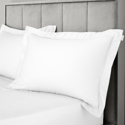 Bianca Fine Linens 400 Thread Count Cotton Sateen Oxford 50x75cm + border Pack of 2 Pillow cases with envelope closure White