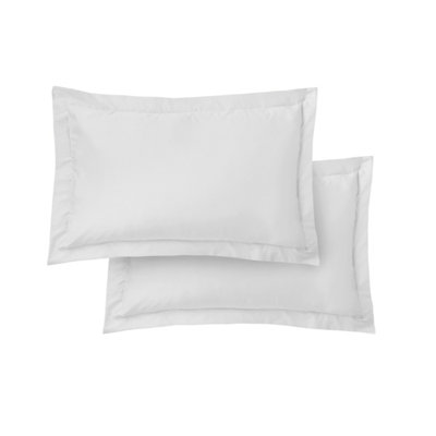 Bianca Fine Linens 400 Thread Count Cotton Sateen Oxford 50x75cm + border Pack of 2 Pillow cases with envelope closure White