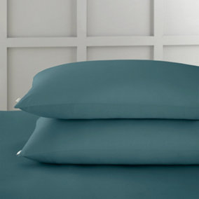 Bianca Fine Linens 400 Thread Count Cotton Sateen Standard 50x75cm Pack of 2 Pillow cases with envelope closure Teal