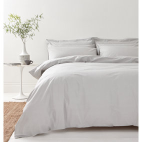 Bianca Fine Linens Bedding 200 Thread Count Organic King Duvet Cover Set with Pillowcases Silver Grey