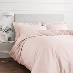 Bianca Fine Linens Bedding 400 Thread Count Cotton Sateen King Duvet Cover Set with Pillowcases Blush Pink