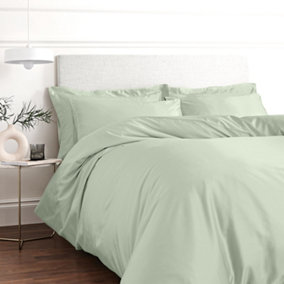 Bianca Fine Linens Bedding 400 Thread Count Cotton Sateen King Duvet Cover Set with Pillowcases Green