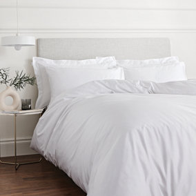 Bianca Fine Linens Bedding 400 Thread Count Cotton Sateen King Duvet Cover Set with Pillowcases White