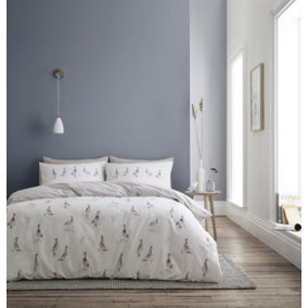 Bianca Fine Linens Bedding Dapper Ducks Cotton Single Duvet Cover Set with Pillowcases Natural