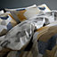 Bianca Fine Linens Bedding Hexagon Geometric Duvet Cover Set with Pillowcases Grey / Ochre