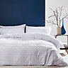 Bianca Fine Linens Bedding Malmo Tufted Bands Cotton Duvet Cover Set with Pillowcases White