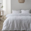 Bianca Fine Linens Bedding Matelassé Jacquard Leaves 200 Thread Count Cotton Duvet Cover Set with Pillowcases White