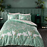 Bianca Fine Linens Bedding Painted Storks Cotton Duvet Cover Set with Pillowcases Natural / Green