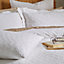Bianca Fine Linens Bedding Waffle Cotton Circle Cotton Duvet Cover Set with Pillowcase White