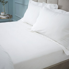 Bianca Fine Linens Bedroom 180 Thread Count Egyptian Cotton Fitted Sheet 34cm Depth White