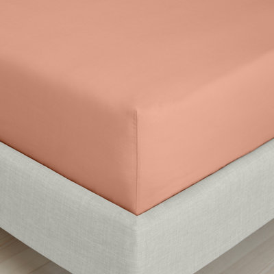 Bianca Fine Linens Bedroom 200 Thread Count Cotton Percale Fitted Sheet 32cm Depth Clay