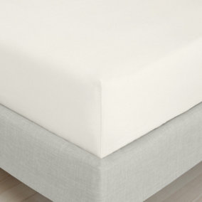 Bianca Fine Linens Bedroom 200 Thread Count Cotton Percale Fitted Sheet 32cm Depth Cream