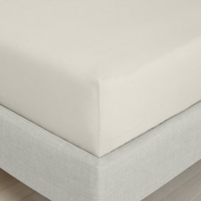 Bianca Fine Linens Bedroom 200 Thread Count Cotton Percale Fitted Sheet 32cm Depth Natural