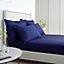 Bianca Fine Linens Bedroom 200 Thread Count Cotton Percale Fitted Sheet 32cm Depth Navy