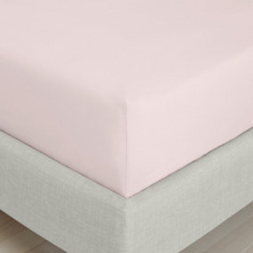 Bianca Fine Linens Bedroom 200 Thread Count Cotton Percale King Fitted Sheet 32cm Depth Blush Pink