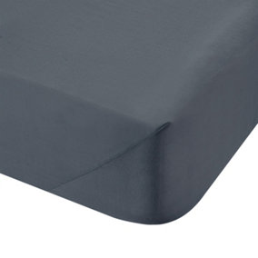 Bianca Fine Linens Bedroom 200 Thread Count Cotton Percale King Fitted Sheet 32cm Depth Charcoal Grey