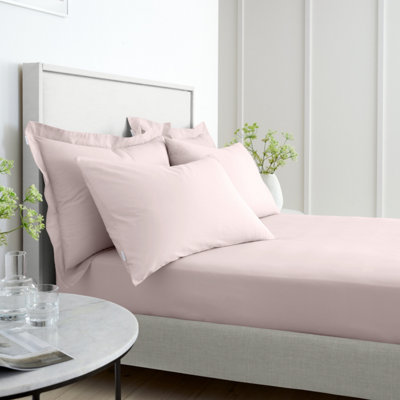 Bianca Fine Linens Bedroom 400 Thread Count Cotton Sateen Fitted Sheet 36cm Depth Blush Pink