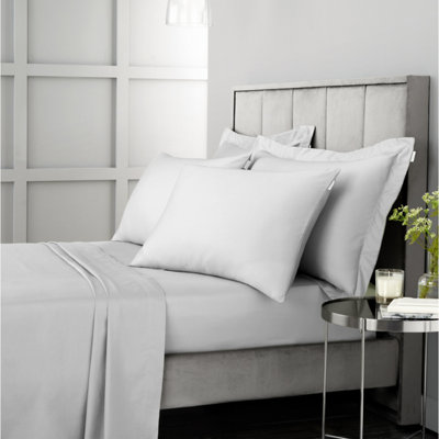 Bianca Fine Linens Bedroom 400 Thread Count Cotton Sateen Fitted Sheet 36cm Depth Dove Grey