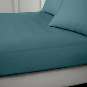 Bianca Fine Linens Bedroom 400 Thread Count Cotton Sateen Fitted Sheet 36cm Depth Teal