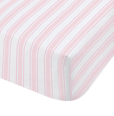 Bianca Fine Linens Bedroom Check And Stripe Fitted Sheet 25cm Depth Pink