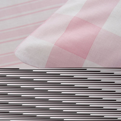 Bianca Fine Linens Bedroom Check And Stripe Fitted Sheet 25cm Depth Pink