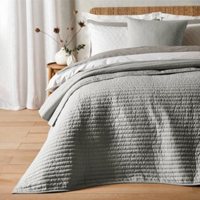 Bianca Fine Linens Bedroom Quilted Lines 220x230cm Bedspread Silver Grey