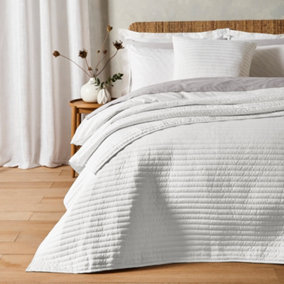Bianca Fine Linens Bedroom Quilted Lines 220x230cm Bedspread White