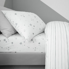 Bianca Fine Linens Bedroom Stars Fitted Sheet 15cm Depth Grey