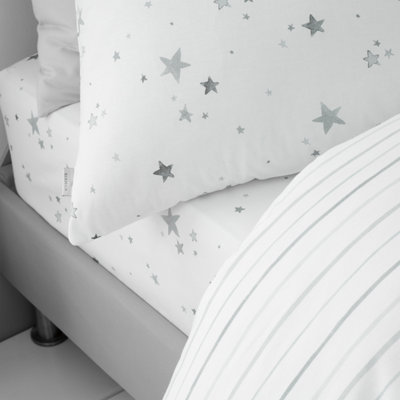 Bianca Fine Linens Bedroom Stars Fitted Sheet 25cm Depth Grey