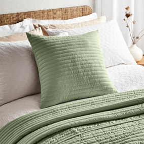 Bianca Fine Linens Living Quilted Lines 55x55cm Cushion Sage Green