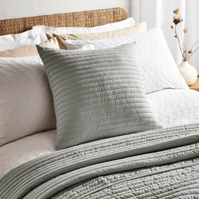 Bianca Fine Linens Living Quilted Lines 55x55cm Cushion Silver Grey