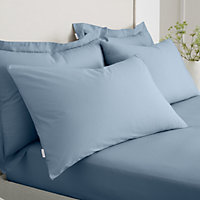 Bianca Fine Linens Pillowcases 200 TC Cotton Percale Standard 50x75cm Pack of 2 Pillow cases with envelope closure Blue
