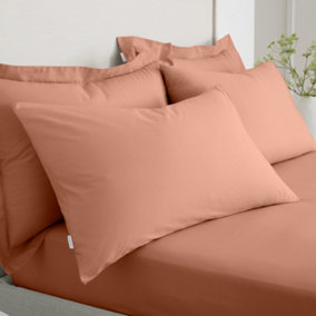 Bianca Fine Linens Pillowcases 200 TC Cotton Percale Standard 50x75cm Pack of 2 Pillow cases with envelope closure Clay