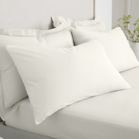 Bianca Fine Linens Pillowcases 200 TC Cotton Percale Standard 50x75cm Pack of 2 Pillow cases with envelope closure Cream