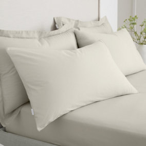 Bianca Fine Linens Pillowcases 200 TC Cotton Percale Standard 50x75cm Pack of 2 Pillow cases with envelope closure Natural
