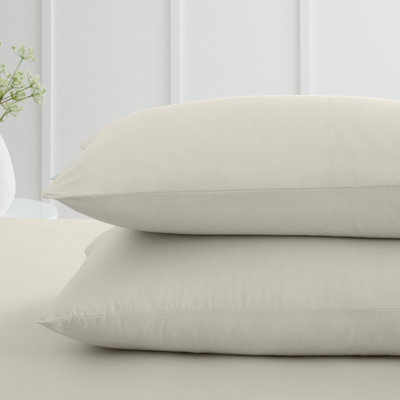 Bianca Fine Linens Pillowcases 200 TC Cotton Percale Standard 50x75cm Pack of 2 Pillow cases with envelope closure Natural