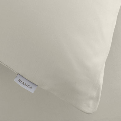 Bianca Fine Linens Pillowcases 200 TC Cotton Percale Standard 50x75cm Pack of 2 Pillow cases with envelope closure Natural