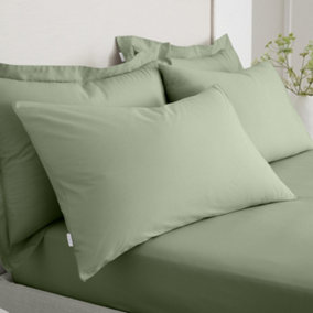 Bianca Fine Linens Pillowcases 200 TC Cotton Percale Standard 50x75cm Pack of 2 Pillow cases with envelope closure Sage Green