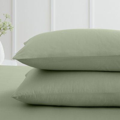 Bianca Fine Linens Pillowcases 200 TC Cotton Percale Standard 50x75cm Pack of 2 Pillow cases with envelope closure Sage Green
