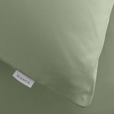 Bianca Fine Linens Pillowcases 200 TC Cotton Percale Standard 50x75cm Pack of 2 Pillow cases with envelope closure Sage Green