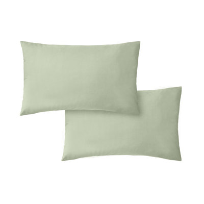 Bianca Fine Linens Pillowcases 200 TC Cotton Percale Standard 50x75cm Pack of 2 Pillow cases with envelope closure Sage Green